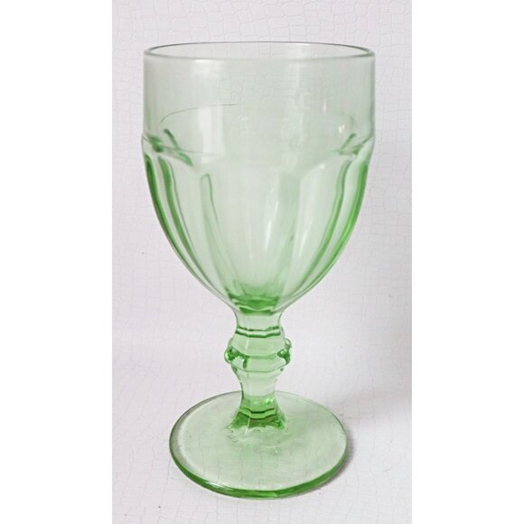 6 Vintage Libbey Duratuff Gibraltar Water Goblets Spanish Green Barware - Picture 4 of 5
